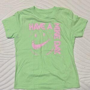 Nike Kids Lime Green Tee with Pink Graphic